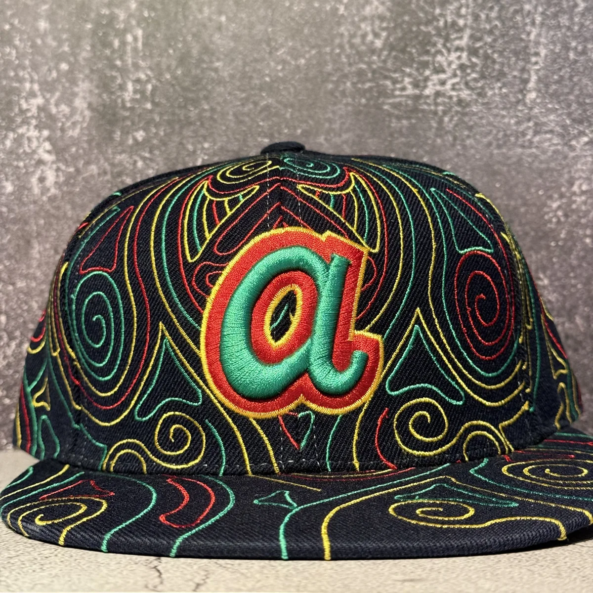 Atlanta Braves Swirl Fitted Cap (American Needle) — Very Good — NOSTOS Duluth GA