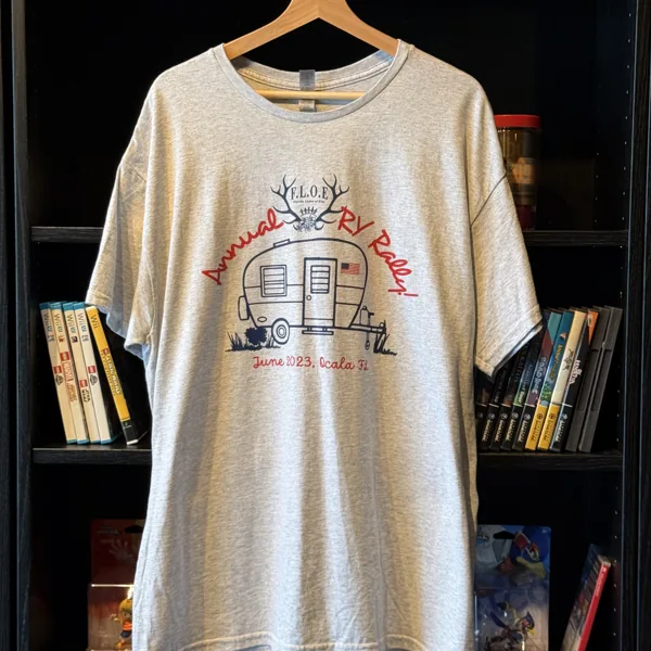 F.L.O.R. RV Rally 2023 Tee - Very Good - NOSTOS Duluth GA