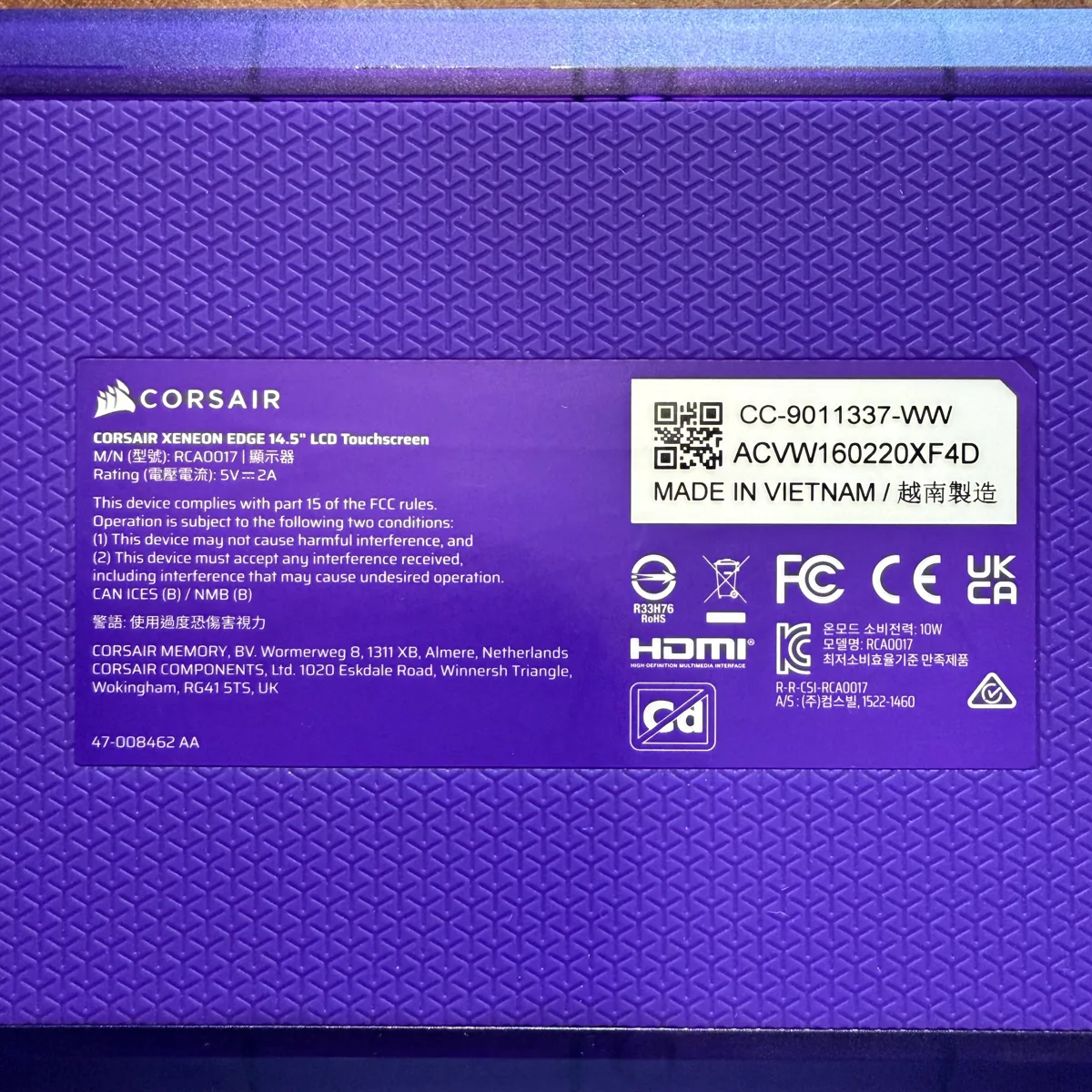 Corsair Xeneon Edge 14.5-inch LCD Touchscreen (Purple) - Good - NOSTOS Duluth GA - view 4